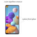 Paket 3-in1 Casing Hp samsung A21S softCase Anti Gores Kaca Bonus Garskin Back Skin. 