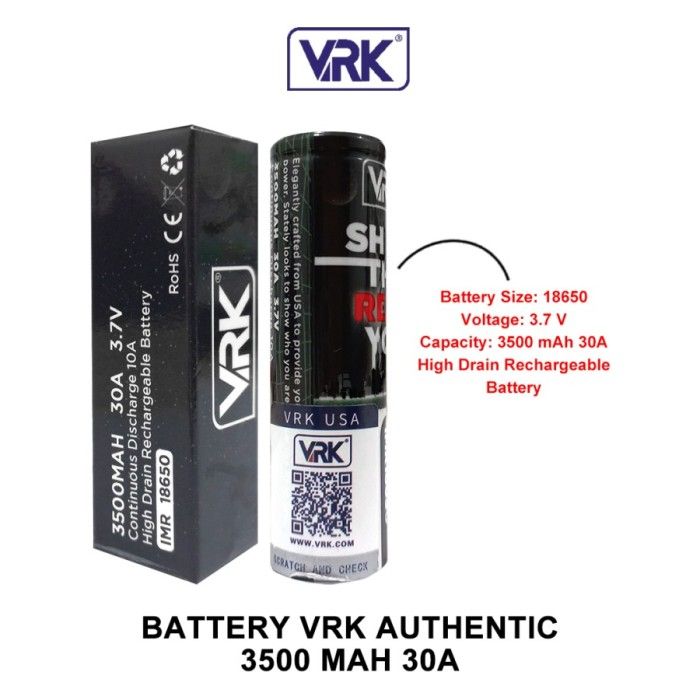 BATTERY VRK 18650 3500MAH 3,7V 30 A BATERAI BATERE BATRE VRK 3500 MAH