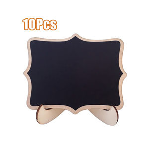 10Pcs Mini Wooden Blackboard for Food Menu Price Tags with 10 Labels 2 Pens Birthday Wedding Decor Handicraft Message Board Holder Stand