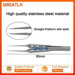 GREATLH 85mm Long Ophthalmic Forceps Tweezers Micro Forceps with Teeth/ Without Teeth Stainless Titanium Ophthalmic Instrument