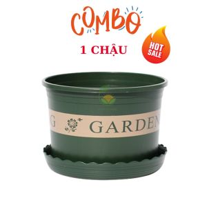 Combo Chậu Nhựa Trồng Cây Kèm Dĩa Dáng Lùn Size 20x16.5x14cm Decor Ban Công Trang Trí Sân Vườn