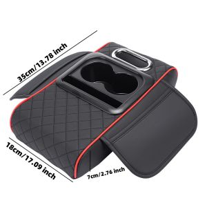 4in1 Car Armrest Pad Premium PU Leather Covered Memory Foam Multi-Function Tissue Box