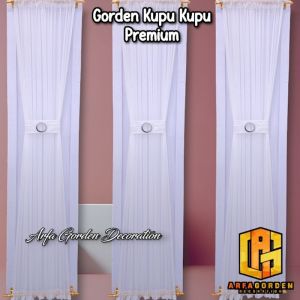 Gorden Kupu Kupu Vitrase  Pita Spiral Gordeng Putih Polos Jendela Pintu Tirai Minimalis