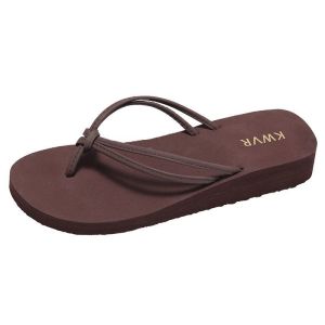 [Free Shipping] Korean-Style Thin-Strap Beach Travel Versatile Platform 3CM Wedge Heel Height-Increasing Thick-Soled Flip-Flops Non-Slip Summer Sandals For Women