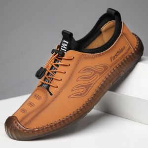 Handmade Stitching Mens Casual Leather Shoes Autumn New Release Slipon Style Soft Sole and Upper