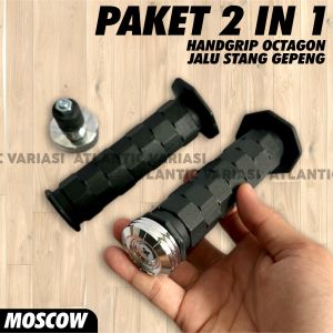 PAKET 2IN1 HANDGRIP STANDAR ORIGINAL MOSCOW SARUNG GAS +JALU STANG SET JALU STANG MODEL OCTAGON UNIVERSAL FREE KOTAK BEAT SCOOPY MIO NMAX AEROX NINJA RXKING VEGA VARIO DLL