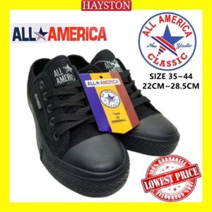 ALL AMERICA Secondary Student Black School Shoes Canvas | All American Kasut Sekolah Hitam Menengah Bertali Canvas 3337