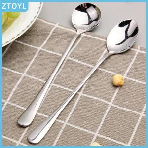 ZTOYL  Long Handled Stainless Steel Coffee Spoon Ice Cream Dessert Tea Spoon For Picnic Kitchen Accessories Spoon Coffee Bean