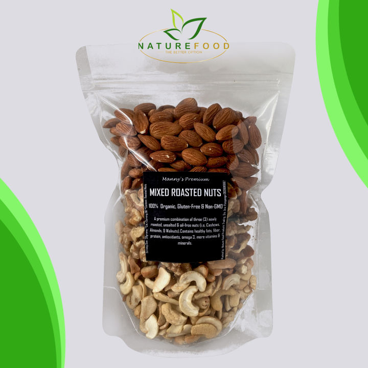 Mix of 3 Roasted Nuts (Organic, Oil-free, Unsalted Almonds Cashews and ...