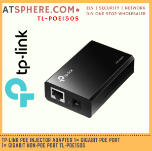 TP-LINK Tplink POE 15W Injector Adapter 1x Gigabit PoE Port 1x Gigabit Non-PoE Port Plug & Play POE150S POE150S