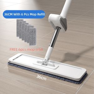 WangCai 360 Rotation Heavy-duty Flat Mop Floor With 6 pcs Refill Cleaning Microfiber Squeeze Mop With Squeezer For Floor Clean Automatic Dehydration