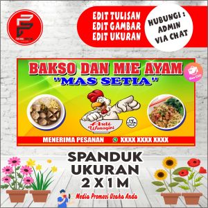 Spanduk Warung Bakso dan Mie Ayam / Banner Baso / Spanduk Mie Ayam / Banner Mie Ayam dan Bakso Ukuran 2 x 1 meter
