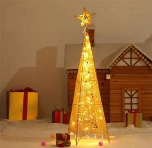 Glittered Christmas Tower Star Iron Pyramid Tower 4 sides and 3 sides Tower with Lights and without Lights.