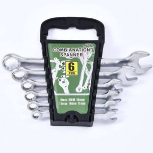 ในสต็อก ประแจปากตาย ประแจแหวนข้าง 8-19mm 6/8 piece combination wrench set 8 to 19mm dual purpose wrench set