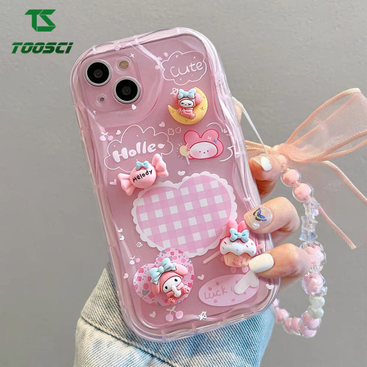 3D Doll Cute Sweet Pink Cartoon Chain Wave Border Phone Case