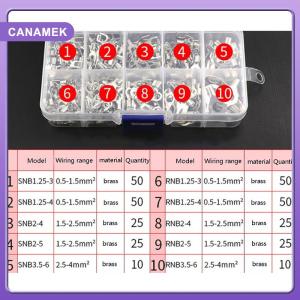 【CANAMEK】 320Pcs Box 10 In 1 Terminals Non-Insulated Ring Fork U-type Brass Terminals kit