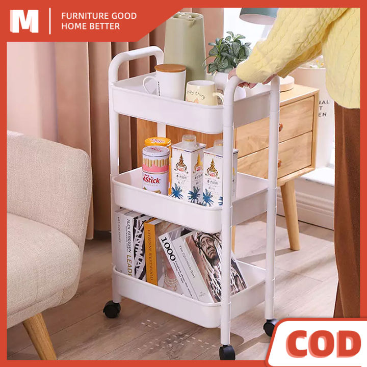 Trolley Cart Organizer 3 Layer Kitchen Storage Trolley Cart Shelf With
