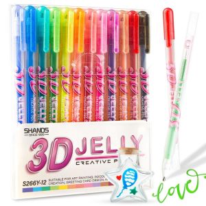 MACRAMEX 6/12Pcs DIY 3D Jelly Pens Smooth Glossy Gel Ink Pen Marker Painting Drawing Coloring Colored Pen For Adult