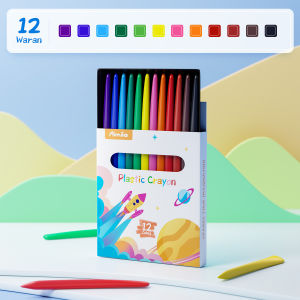 [READY] Aimilo Crayon Set Krayon Plastik 12/24 Warna Cerah Bentuk Segitiga Ergonomis Tidak Beracun