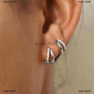 [COD] Auto Stuff ต่างหูแฟชั่นห่วงสองชั้นสวย1คู่สำหรับผู้หญิงเด็กผู้หญิงอารมณ์หรูหราเครื่องประดับหัวเข็มขัดหูเครื่องประดับของขวัญ