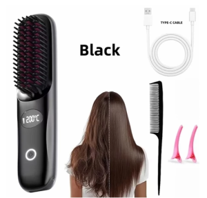 3-in-1 Wireless Hair Straightener Comb Portable Hair Wireless 10s Heating USB Rechargeable Curler