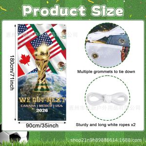 Hantar dari gudang tempatanNew 2026 World Cup backdrop cloth sports-themed door curtain festival event party atmosphere decoration banner