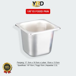 Food pan stainless Ukuran 1/6x15cm / Wadah bumbu makanan / wadah sayur