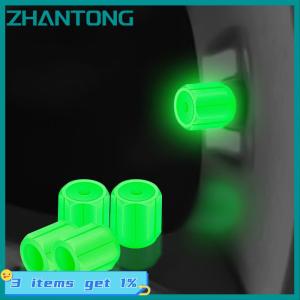ZHANTONG 4pcs Universal Fluorescent Luminous Tire Valve Stem Covers Car Tire Valve Cap Green Yellow Blue Red Fluorescent Powder