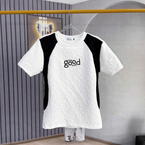 Áo thun tròn nam màu đen trắng phối tay áo có túi phụ chất liệu thun xốp dập nổi cực dễ phối đồ hotrend