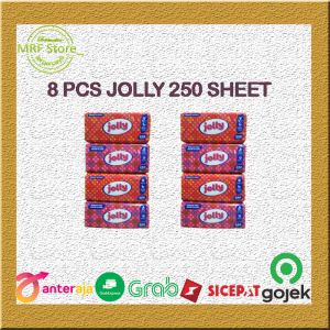 TISU JOLLY FACIAL 250 SHEETS 2 PLY (PAKET 8 PACK) //  TISU JOLLY FACIAL TISUE TERLARIS TERMURAH