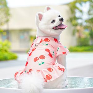 SWEET ELVES Breathable Dog Floral Skirt Flower Pattern Adjustable Ice Silk Dog Clothes Dog Costumes Towable Pet Dog Sweatshirt For Cats Big Dogs