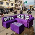 Sofa L Kancing Suede / Sofa L Putus Minimalis. 