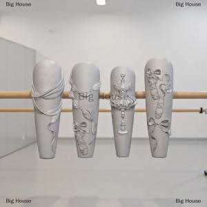 [COD] Big House แม่พิมพ์สำหรับตกแต่งเล็บทำจากซิลิโคนรูปโบว์สำหรับ3D รองเท้าบัลเลต์อุปกรณ์ตกแต่งเล็บแบบแกะสลักโปร่งใสแม่แบบเครื่องมือออกแบบทำเล็บ