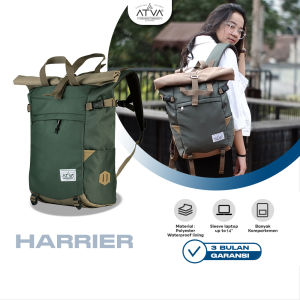 Tas Ransel Rolltop Smart Backpack USB Port muat Laptop 14 Inch tas Gendong untuk Kuliah dan Kerja Stylish dan Fungsional ATVA Harrier Olive Khaki