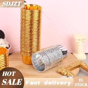 SDJZT 50 cái nhỏ cupcake lá cupcake wrapper giấy vàng bạc cupcake Baking cup