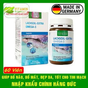 Lachsoil Extra Omega 3 viên uống dầu cá Hồi giúp bổ não bổ mắt tốt cho tim mạch hộp 60 viên | Nhập khẩu chính hãng Đức