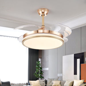 Chandelier Ceiling Fan With Light 48inch Minimalist Chandelier With Fan Remote Control Ceiling Fan Lamp Invisible Fan Leaf Inverter Fan Light Dimmable 3Color For Dining room Bedroom Livingroom