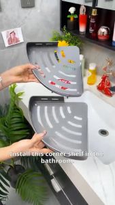 No Drill Bathroom Corner Shelf Rak Segitiga Bilik Mandi Tanpa Gerudi Hemat Ruang & Tahan Karat
