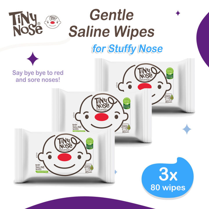 Tiny Nose Natural Saline Baby Wet Wipes - Dissolves and Clears Nasal ...