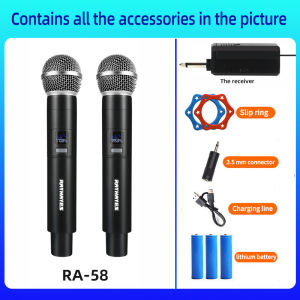 RAYHAYES RA-58 Rechargeable Wireless Microphone original professional Heavy Duty classic Dual channel chargeable MIC for videoke Karaoke Singing party Performance