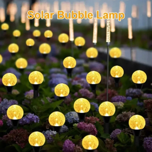Quivlox Christmas Solar String Light 8 Modes Bubbles Crystal Ball Fairy Lights Outdoor Waterproof Decor Lamp