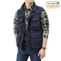 PLAYBOY Men's Unloading Vest Tactical Webbed Gear Coat Summer Photographer Waistcoat Tool Many Pocket Mesh Work Sleeveless Jacket Male. 