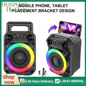 Portable Bluetooth Speaker with RGB Lights and Microphone for Karaoke Indoor and Outdoor Use