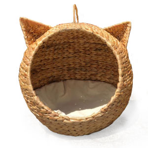 Nhà Ổ Mèo Lục Bình Cho Thú Cưng Pii Home - Ổ Đệm Mèo Khung Thép Đan Lục Bình Kèm Đệm Lót
