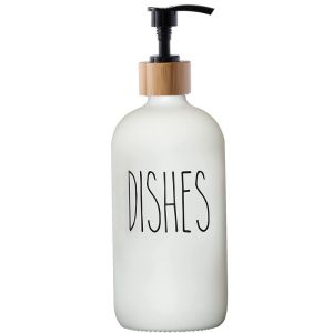 500ml Dish Soap Bottle with Bamboo Pump Refillable Liquid Soap Dispenser Hand Soap Lotion Container