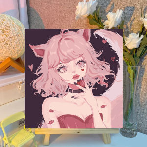 Nanafine【🚀Thai Shipping】20 * 20 ซม. DIY ผ้าใบภาพวาดสีน้ำมันดิจิตอลภาพวาดสีน้ำมันที่มีคุณภาพสูงสี DIY การ์ตูนภาพวาดสีน้ำมันดิจิตอลภาพวาดสีน้ำมันมือวาดบรรจุภัณฑ์