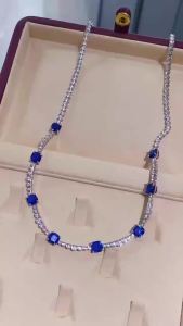 WUIHA Vintage 100% 925 Sterling Silver Lab Sapphire High Carbon Diamonds Gemstone Pendant Necklace Cocktail Party Fine Jewelry