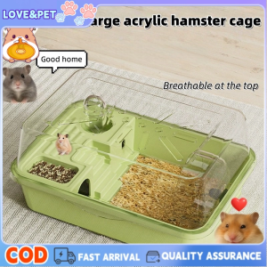 Acrylic Hamster Cage Extra Large Two Tier Ventilated Habitat Clear Easy Clean Pet House Activity Area