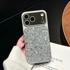 Luxury Bling Glitter Sequins Phone Cases For iPhone 17 16 15 14 13 Pro Max Shiny Shockproof Big Window Protect Cover Funda
