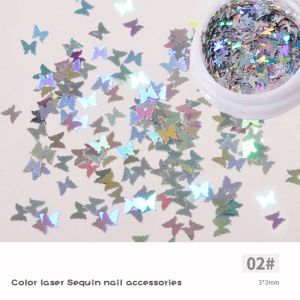 Nail Art Laser Butterfly Sequins Glitter Rectangle Colorful Sparkly Holographic Silver Flakes DIY Nail Art Decorations Manicure